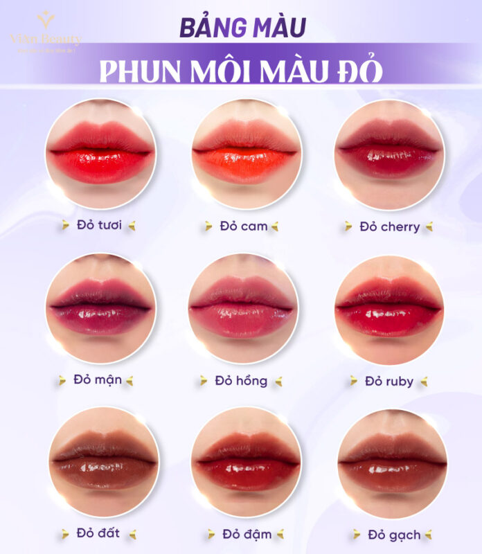 Bảng phun môi màu đỏ